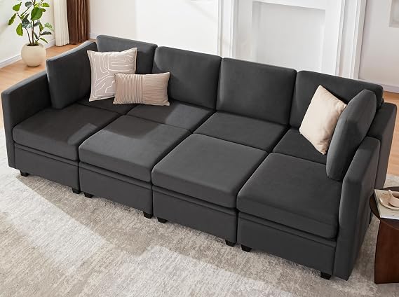 Weture Modular Sectional Sleeper Sofa Bed, 8 Seat Couch With Storage, Reversible Chaise for Living Room, Darkgrey