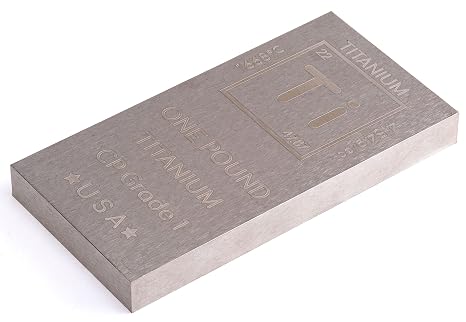 Titanium Bar - 1lb Engraved Commercially Pure Bullion Bar Chemistry Element Design by Unique Metals
