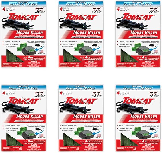 Tomcat Mouse Bait Station, 6 Packages Each with 1 Station & 4 Bait Blocks