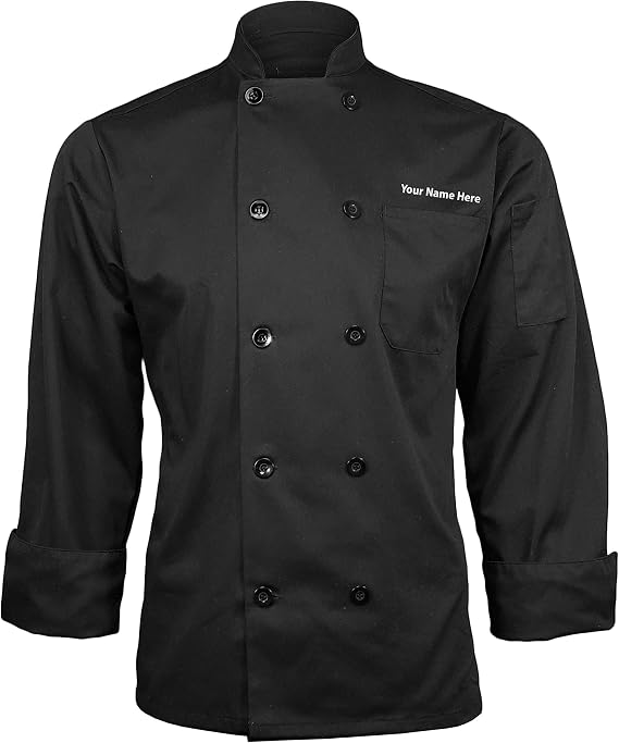 ChefsCloset Personalized Embroidered Poplin Unisex Long Sleeve Customized Chef Coat