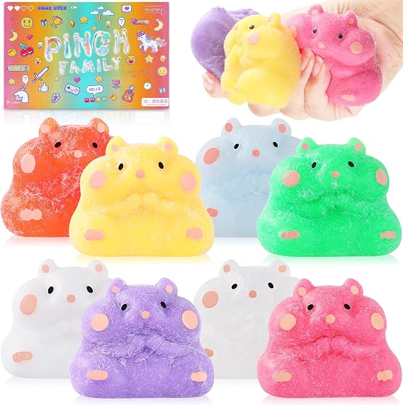 8Pcs Taba Squishy Toys Set - Fufu Squishy Hamster Stress Relief Squeeze Toys for Kids Adults, Safe Soft Squishies for Home Office Party Favors, Cute Decompression Squishy Toys Gifts