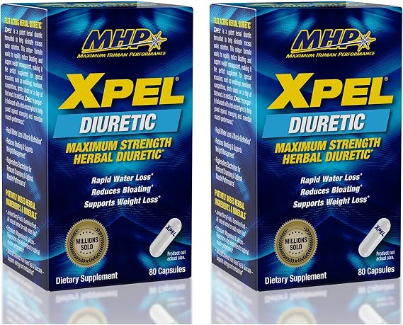 MHP Xpel Maximum Strength Diuretic Capsules, 80 Count (Pack of 2) (Packaging May Vary)