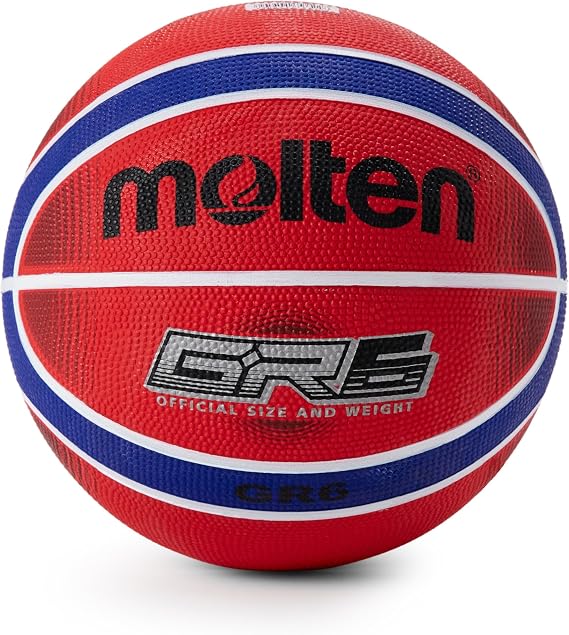 Molten Premium 12 Panel Design Rubber Basketball, Red/Blue, Size 6