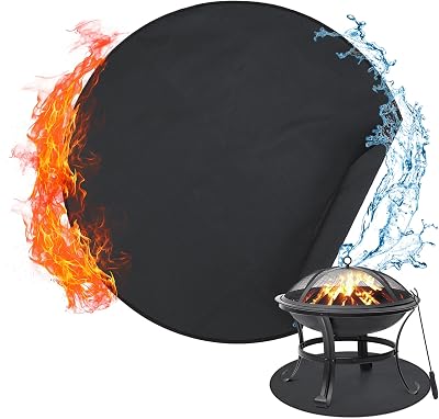 Fire Pit Mat Accessories, 47 3-Layer Solo Stove Accessories Fireproof Mat for Outside Fireplace Wood Stove Under Fire Pit, Round Grill Mat for Outdoor Grill Deck Protector