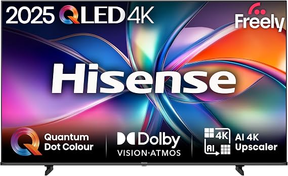 Hisense 85" 85E7QTUK QLED Smart AI TV - 4K Direct Lit Viewing, Quantum Dot Colour, Hi-View AI Engine, Dolby Vision, Dolby Atmos with Freely, Disney +, YouTube, Netflix [Energy Class E]