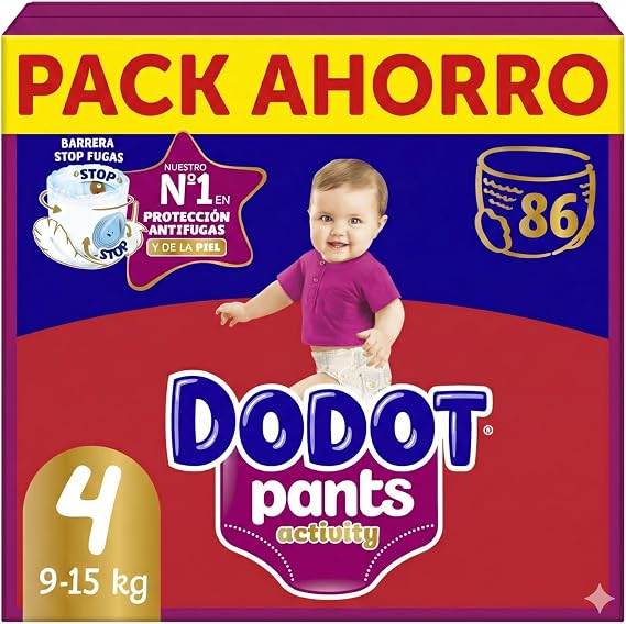 Dodot Activity Pants Diaper-Briefs Size 4, 43 Nappies, 9 kg-15 kg, with Barrier Stop Leaks that Helps Prevent Rear Leaks