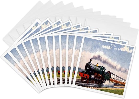 3dRose Greeting Cards - Steam Train - 12 Pack - Trains
