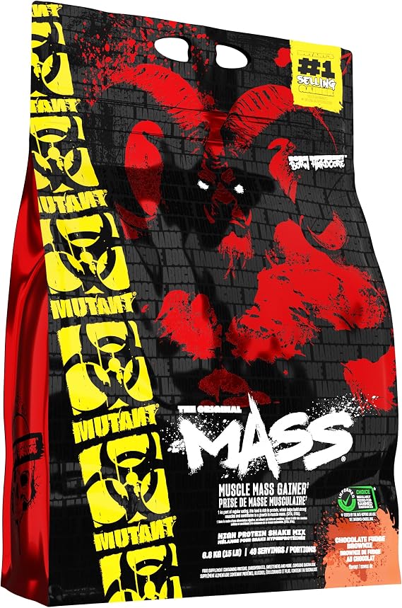 MUTANT Mass | Muscle Mass Gainer | 1100 Calories, 56g Protein, Whole Food Carbs, BCAAs, and Glutamine | Ultimate Hardcore Weight Gainer Shake | 6800g | Chocolate Fudge Brownie