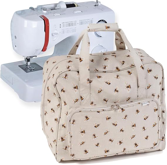 Hobby Gift Sewing Machine Bag - Heavy Duty Padded Carry Bag with Zip Closure, Water-Resistant Large Sewing Bags and Storage for Supplies - 20 x 44 x 38cm, Bee
