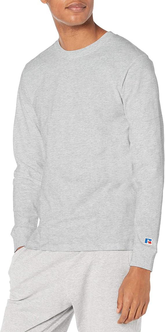 Russell Athletic mens Soft 100% Cotton Midweight Long Sleeve T-shirt