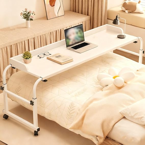 Bed Table Height Adjustable Overbed Table with Wheels