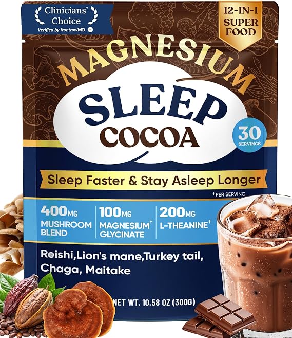 Natural Sleep Aid Cocoa Powder With Magnesium Glycinate, 30 Servings