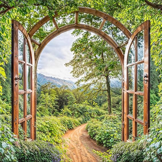 Sabrikas Let Your Creative Spirit Run Free Secret Woodlands Walk Garden Gate Garden Mural Tapestry Backdrop Curtain W180cm x H180cm W70.87 inches x H70.87 inches