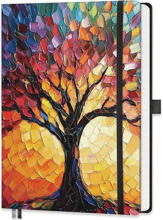 A5 Lined Journal Notebook, 192 Pages, Hardcover, Colorful Tree