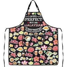 JXGZSO Malaysian Kitchen Apron Malaysian Lover Gift Malaysian Food Adjustable Apron Malaysian Trip Gift