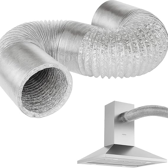 TECHZOCO Flexible Ventilation Pipe, Air Outlet Duct, Air Extraction Hose, Portable Conditioning Tube, Dryer Tube, Aluminium, 1.50 Meters Length x 10 cm Diameter