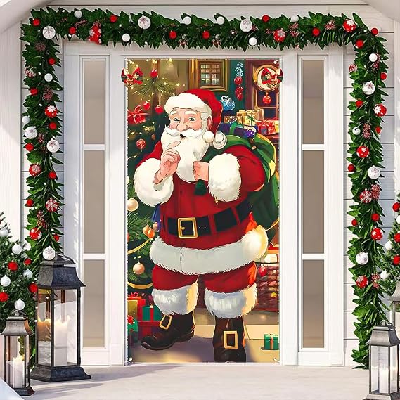 KATIMI Christmas Door Cover Decoration with Santa Claus 71 x 35 in
