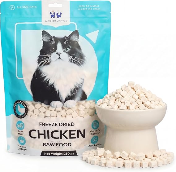280g Freeze-Dried Chicken Cat Treats, Toppers, 100% Natural Chicken Breast, Hypoallergenic Grain Free, Easy to Digest, Nutritious Treats for Cats