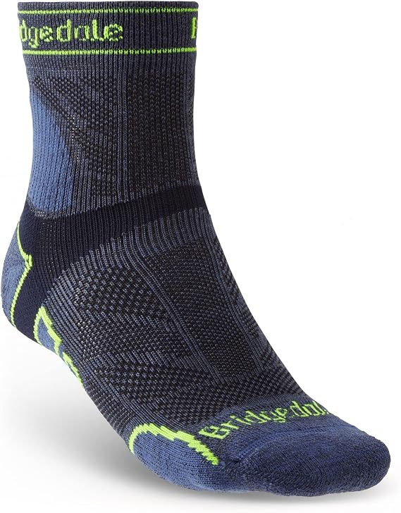 Bridgedale TRAIL RUN men's Lightweight T2 Merino Sport 3/4 Crew socks Targeted Cushioning Y heel prevent slippage Running Ultra Events