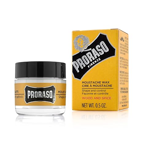 Proraso Medium Hold Moustache Wax - Natural Finish Beard & Moustache Styling Wax - Cream-to-wax Formula - 0.5oz
