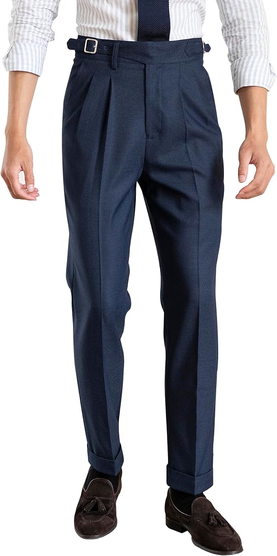 Men's Classic Gurkha Naples Italian Old Money Style Pants Dress Pants