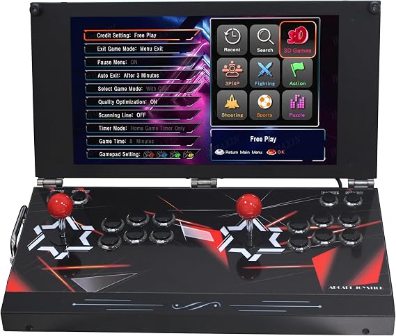 26800 Portable Foldable Tabletop Arcade Console 17.5-inch Screen 1280P Two Players Retro Gaming System, Video Game Console Support Save/Load/Pause VGA and HDMI Output (Red 9800 Retro Cube)