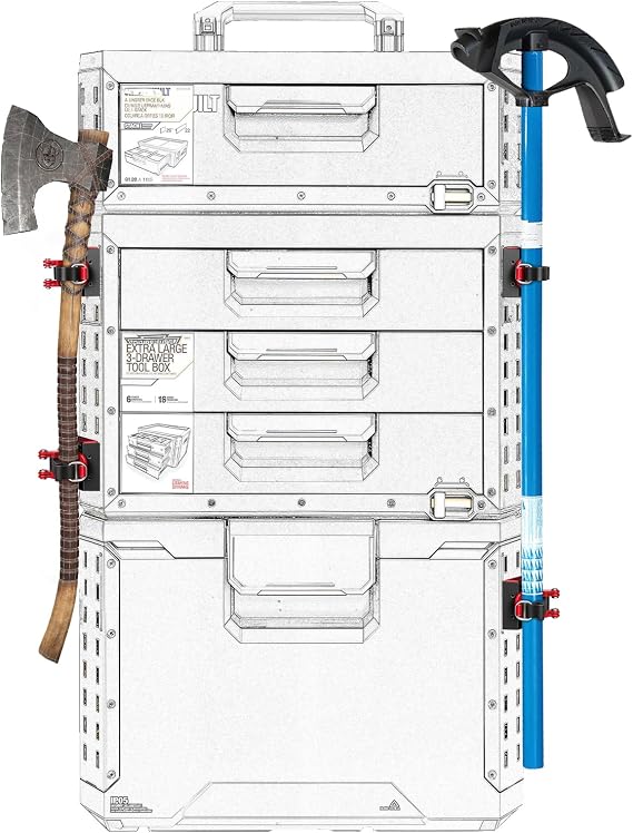ToughBuilt StackTechツールボックス対応 ロングハンドルツールホルダー 2個パック クイックリリースクランプマウント 斧 シャベル 延長ポール コンジットベンダー用