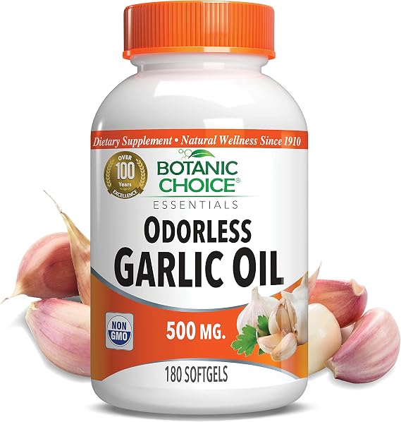 Botanic Choice Odorless Garlic Oil Cholesterol Support, 180 Softgels