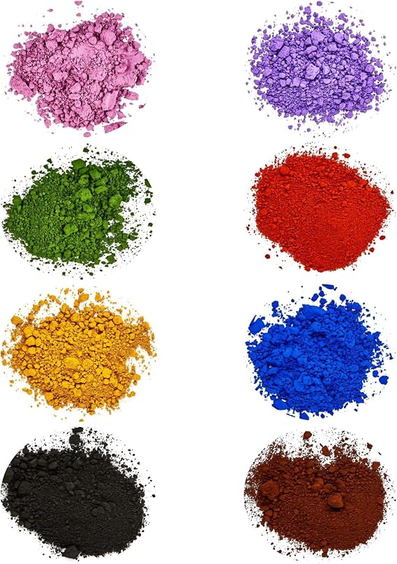 Oxide Pigment Colorants Sampler - 8 Beautiful Colors for Soap Making Supplies (.25 oz ea) - Red, Blue, Yellow, Pink, Green, Brown, Black, Violet - Bath Bombs Coloring Powder