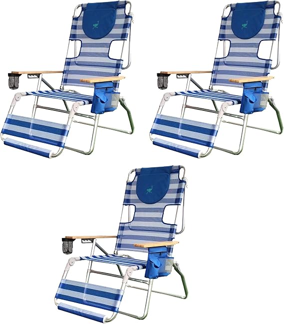 Ostrich The Altitude 3N1 Lightweight Beach Reclining Lounge, 3 Pack