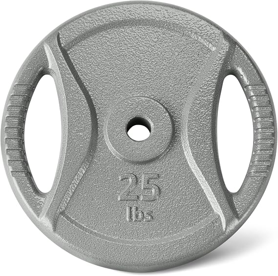 Amazon Basics 1-Inch Grip Weight Plates, Cast Iron, Strength Training, Home Gym