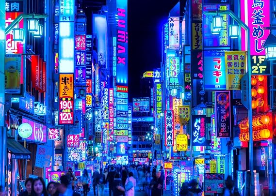 BELECO 9x6ft Fabric Shinjuku's Kabuki-cho District Night Street Backdrop Japan Bustling Nightlife District Neon Signboard Billboards Tokyo Sleepless Town Nightscape Photography Background Studio Props