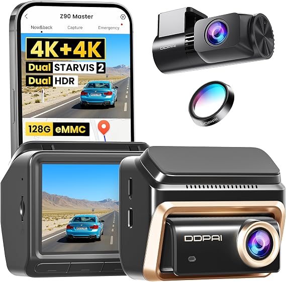 DDPAI Z90 Master Dual 4K Dash Cam, Dual STARVIS 2, 128G eMMC Dual Storage
