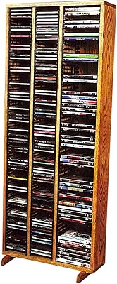 Wood Shed Hill 12 Series CD Storage Cabine, Real Oak Wood Media & Display Shelves, Handcrafted in The USA