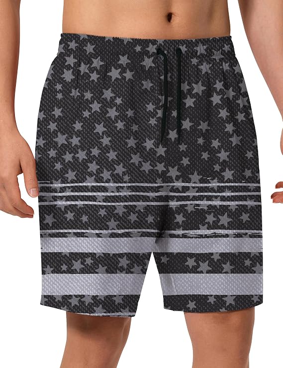 Mens Swim Trunks 8 inch Inseam Mesh Liner Quick-Dry Lightweight 4-Way Stretch Bathing Suit Swimming Trunks for Men UPF 50+