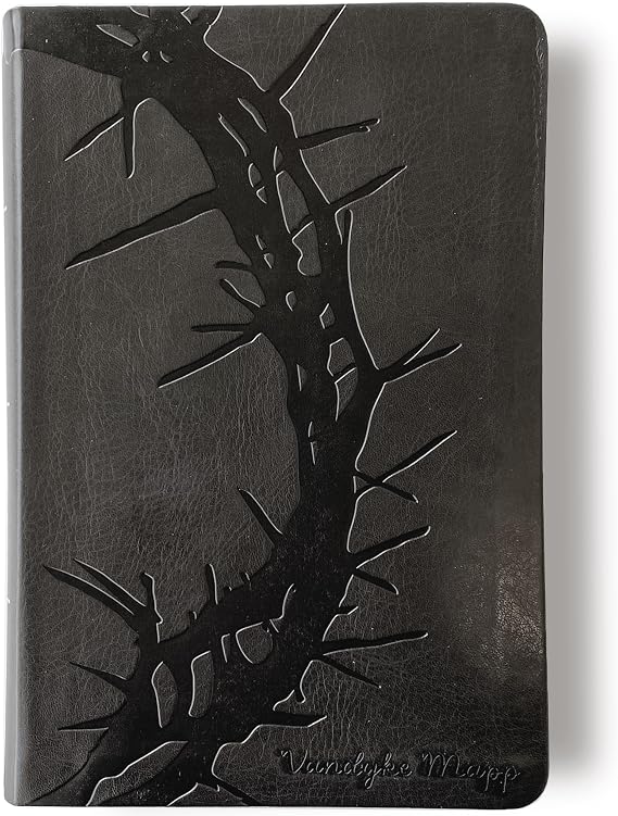 Personalized Large Print KJV Reference Bible, Crown of Thorns Design, Black Personal Size, Option to Customize with Hand Lettered Name on Cover