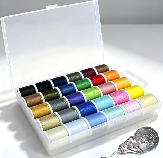 30 Colours Sewing Thread Set, 50 Yards Each, 30 Spools Polyester Thread with Needle Threader, Sewing Thread for Hand & Machine Sewing, Clothes Repair, Embroidery, Quilting & Crafts