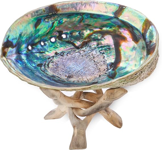 6 Inch Abalone Shell & Stand, Smudge Kit