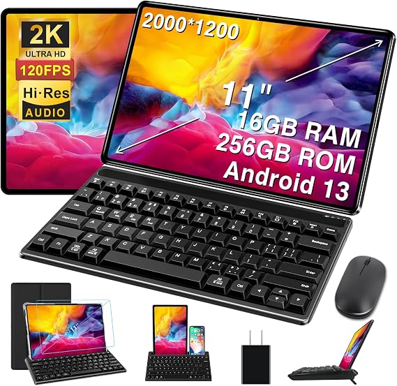 GOODTEL Tablet Android Gemini AI 16GB RAM 256GB ROM 2TB TF, 2026 Electronics Tablets 11 Inch 8600mAh,with Octa-Core, 2.0GHz, 5G WiFi, BT 5.0, GMS Certified, Dual Camera, Metal Black