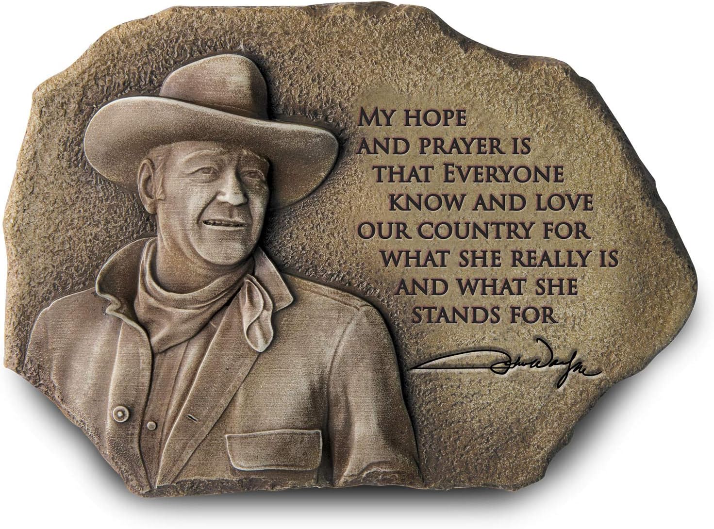 39;My Hope And Prayer' John Wayne Wall Décor – A unique raised-relief John Wayne plaque with the look of weathered stone featuring a patriotic quote from The Duke. The Bradford Exchange