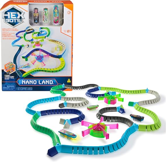 Hex Bots NanoLand oyun seti, 36 parça, 2 atlıkarınca, 2 nano bot ve süper hızlı nano flaş. 3 yaşından itibaren