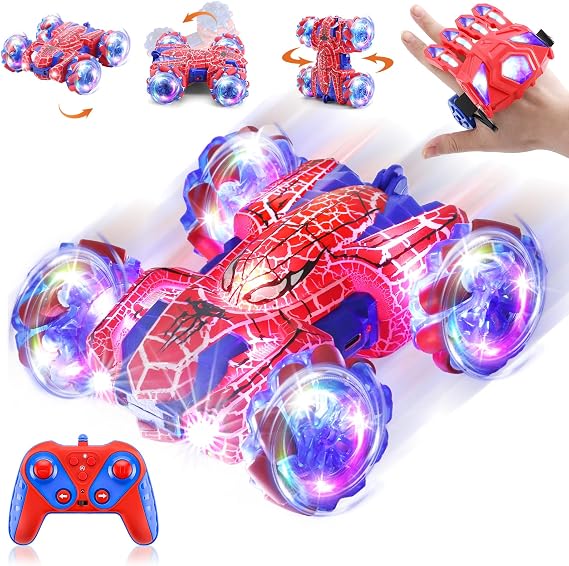 Spider Gesture Sensing LED Remote Control Car Truck Toy Gift for Kids | 2.4Ghz RC Car, 4WD, Double Sided Monster Truck, Gifts for Boys Girls Age 3 4 5 6
