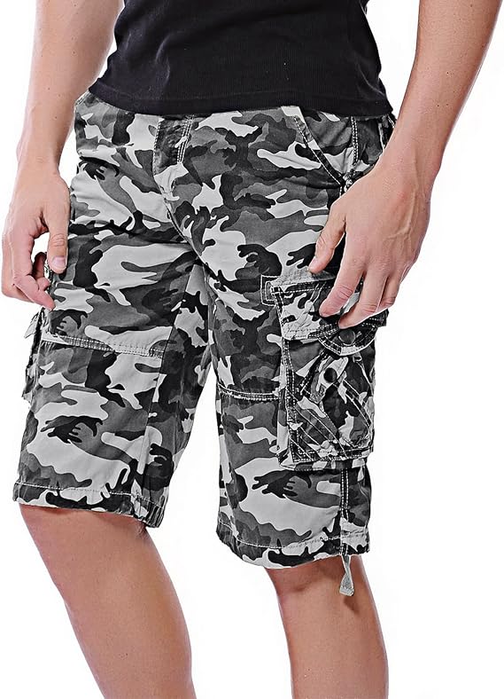 DONGD Mens Camo Cargo Shorts Relaxed Fit Outdoor Cotton Twill Cargo Shorts