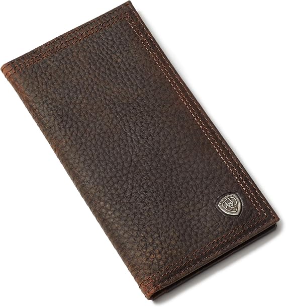 ARIAT Mens Performance Work Pebbled Oil-Tan Leather Rodeo Wallet with Shield Concho