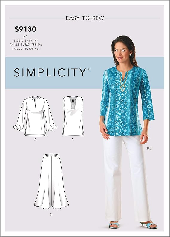 Simplicity SS9130BB Women's Skirt, Pant, Tunic and Scarf Sewing Pattern, Sizes 20W-24W