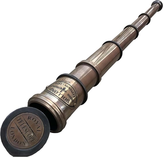 S Handicrafts Brass Antique Nautical Spyglass Pirate Vintage Maritime Handheld 16' Royal Navy Telescope Replica, Antique Gift Ideas
