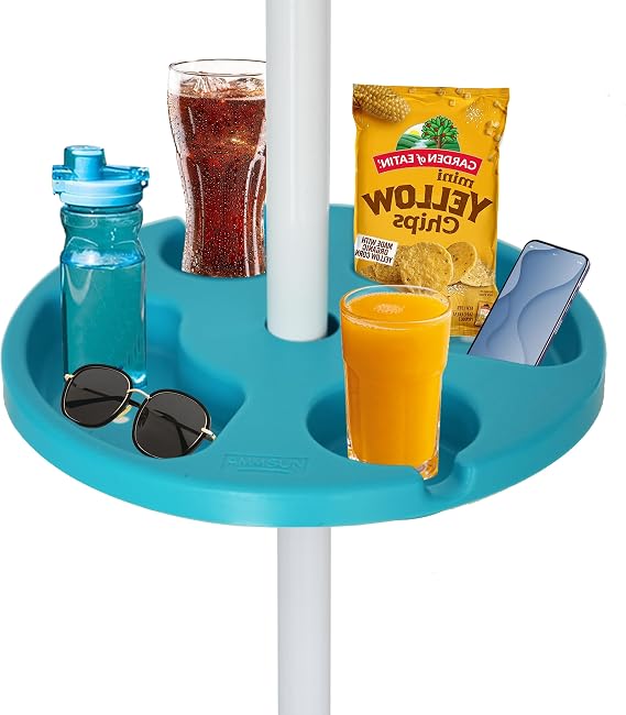 AMMSUN 13" Portable Beach Umbrella Table Tray Teal