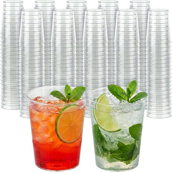 DecorRack 2 oz Shot Glasses, Hard Clear Mini Plastic Cups (200 Pack)