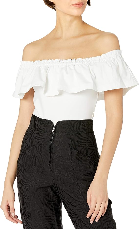 BCBGMAXAZRIA Women's Off-shoulder Ruffle Bodysuit