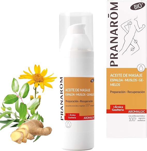 PRANAROM - Aromalgic - Massage Oil - Back, Thighs, Twins - Arnica and Wintergreen - Preparation, Recovery, Joints and Muscles - 100 ml